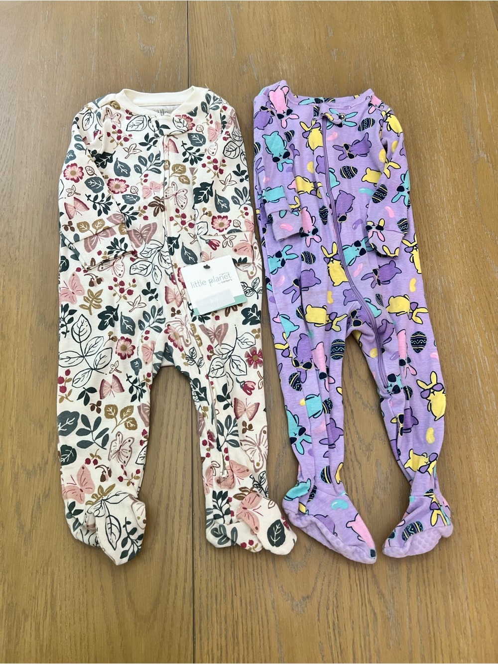 Girls' Cream Floral Footed One-Piece, PJ Place Easter Bunny Footed One-Piece